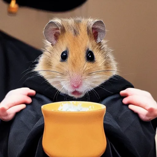 Image similar to hamster in dark lord robe