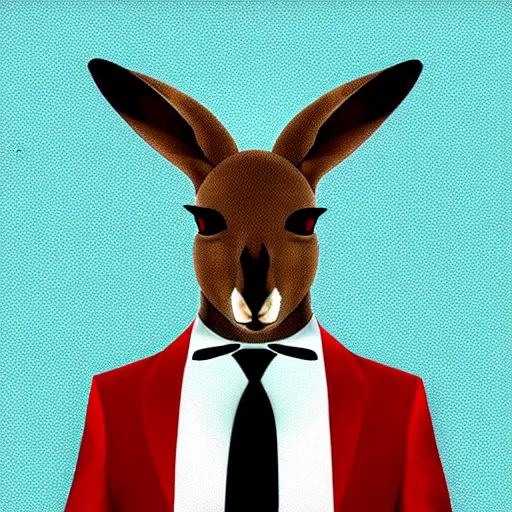 Prompt: spy kangaroo, in a strict suit with bowtie, like james bond, avatar image, digital art, minimalism