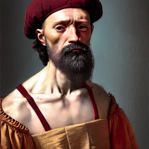 Image similar to Colour Caravaggio and Leonardo da Vinci style full body portrait Photography of Highly detailed Man wearing detailed Ukrainian folk costume designed by Taras Shevchenko with 1000 years perfect face wearing highly detailed retrofuturistic VR headset designed by Josan Gonzalez. Many details In style of Josan Gonzalez and Mike Winkelmann and andgreg rutkowski and alphonse muchaand and Caspar David Friedrich and Stephen Hickman and James Gurney and Hiromasa Ogura. Rendered in Blender and Octane Render volumetric natural light