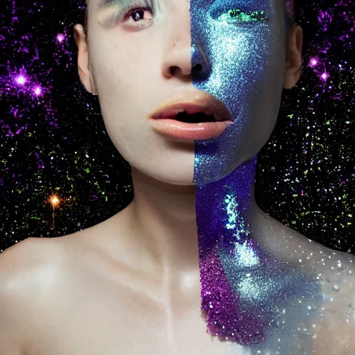 Image similar to human with skin of texture of glitter inside cyhhhhjhhh, lsd