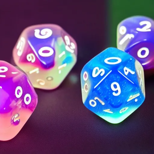 Image similar to d20 dice surrounded by magical glow