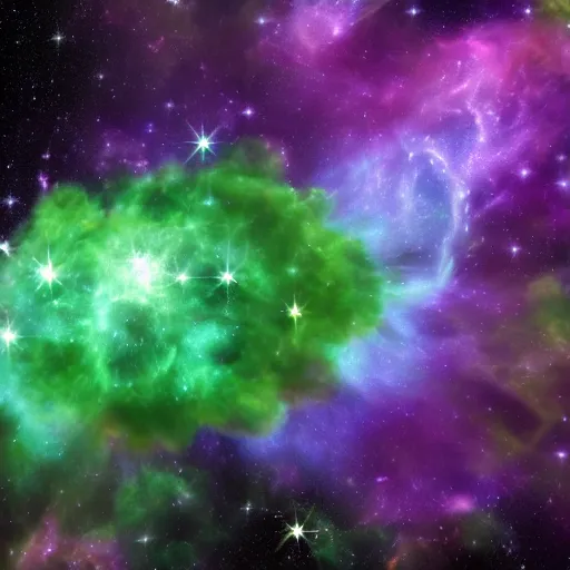 Prompt: supernova nebula, space, stars, webb, purple, blue, green, hd, 4 k, award winning, deep field