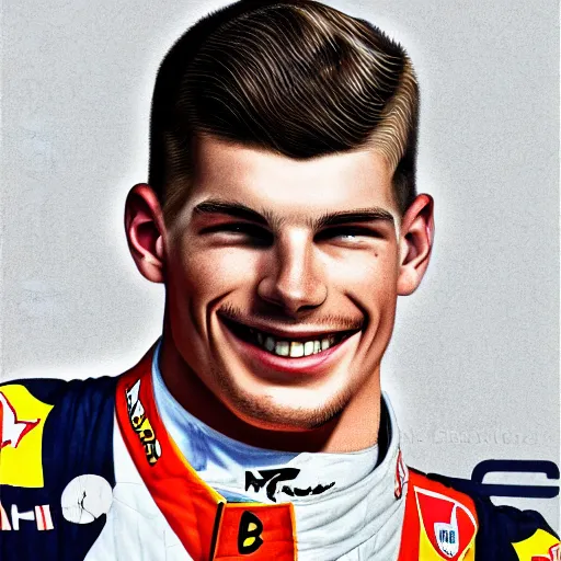 Image similar to max verstappen smiling, ultra realistic portrait