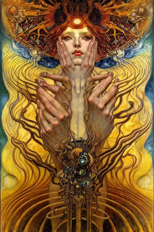 Image similar to Divine Chaos Engine by Karol Bak, Jean Delville, William Blake, Gustav Klimt, and Vincent Van Gogh, symbolist, visionary