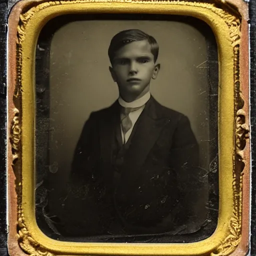 Prompt: a black and white photo of a young man, a character portrait by henry justice ford, tumblr, 1 9 2 0 s, studio portrait, tintype photograph