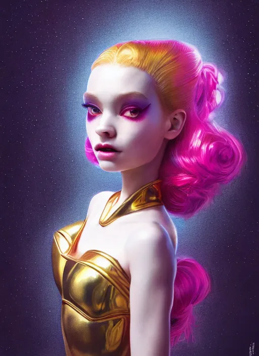 Image similar to pixar portrait 8 k photo, beautiful shiny white rich galactic prima ballerina clowncore russian cyborg college girl, golden ratio details, sci - fi, fantasy, cyberpunk, intricate, decadent, highly detailed, digital painting, ever after high, octane render, artstation, concept art, smooth, sharp focus, illustration, art by artgerm, loish, wlop