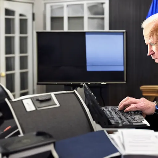 Prompt: photo of Joe Biden hacking on a computer