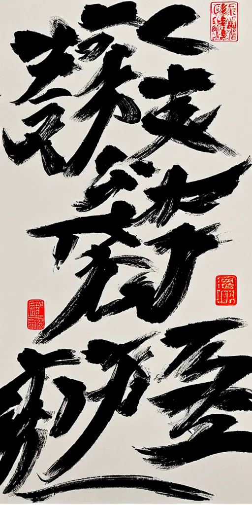 Image similar to high quality big chinese ink strokes, black and white, brush, caligraphy