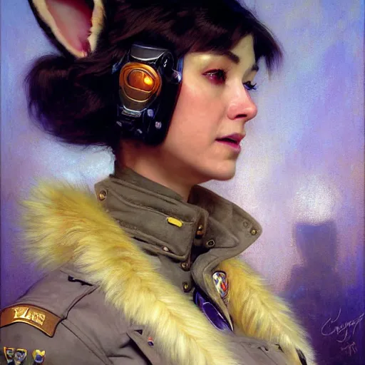 Image similar to portrait of a female furry bunny in a police uniform. shadowrun furaffiniy cyberpunk fantasy highly detailed painting by gaston bussiere craig mullins jc leyendecker gustav klimt artgerm greg rutkowski john berkey, bergey, craig mullins, ruan jia, raymond swanland, jeremy mann, tom lovell, alex malveda