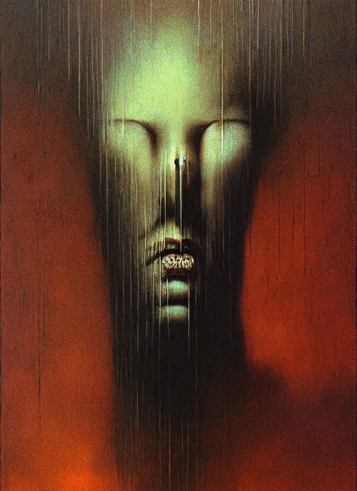 Image similar to beksinski, bladerunner, hyperrealism, intricate detailed