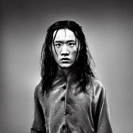 Prompt: a still from “ lord of the rings ” of a head and shoulders portrait of lu ting chu, photo by phil noto