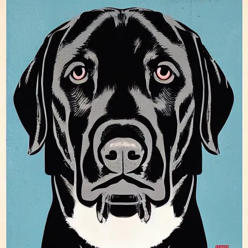 Prompt: black lab, Shepard Fairey poster