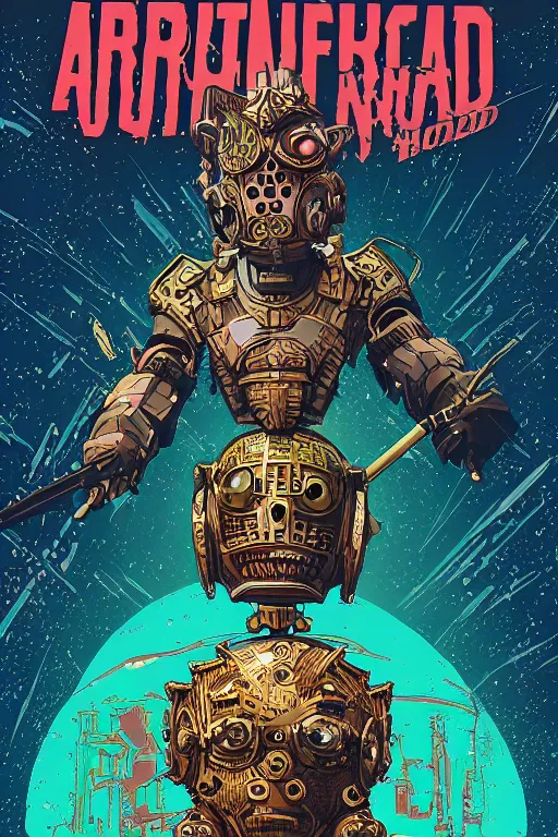 Image similar to Afrofuturism, a zulu voodoo mask helmet bot borderland that looks like it is from Borderlands and by Feng Zhu and Loish and Laurie Greasley, Victo Ngai, Andreas Rocha, John Harris