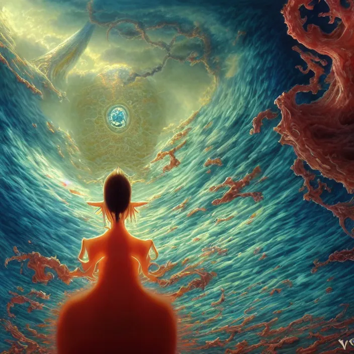 Image similar to Mayer Re-l, official anime key media, close up of Iwakura Lain, LSD Dream Emulator, paranoiascape ps1, official anime key media, painting by Vladimir Volegov, beksinski and dan mumford, giygas, technological rings, johfra bosschart, Leviathan awakening from Japan in a Radially Symmetric Alien Megastructure turbulent bismuth glitchart, Atmospheric Cinematic Environmental & Architectural Design Concept Art by Tom Bagshaw Jana Schirmer Jared Exposure to Cyannic Energy, Darksouls Concept art by Finnian Macmanus