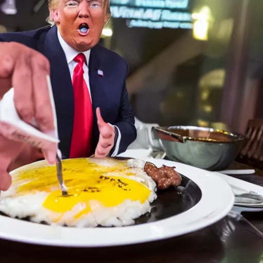 Image similar to donald trump eating a loco moco