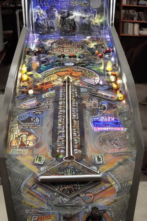 Image similar to pinball machine designed by HR giger