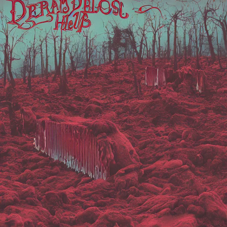 Image similar to dreams of syrup hellscapes, album cover, no text no watermark, film, sharp