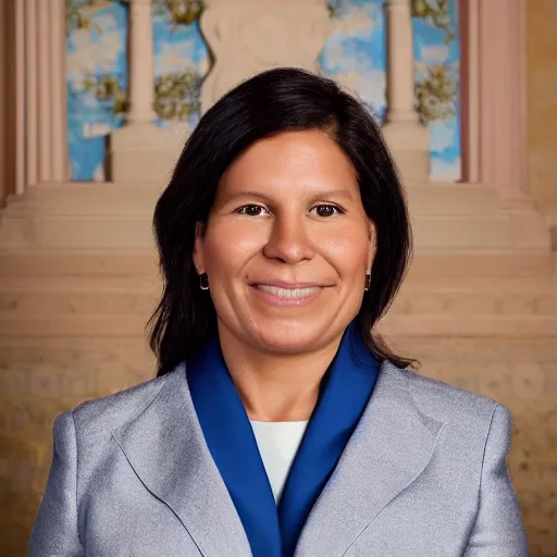 Prompt: official portrait of the united states president, 2024. she is a 38 year old native american woman. photograph