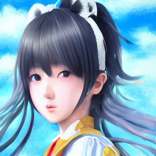 Image similar to dynamic composition, motion, ultra-detailed, incredibly detailed, a lot of details, amazing fine details and brush strokes, gentle palette, smooth, HD semirealistic anime CG concept art digital painting, watercolor oil painting of a young J-Pop idol schoolgirl, by a Japanese artist at ArtStation. Realistic artwork of a Japanese videogame, soft and harmonic colors.