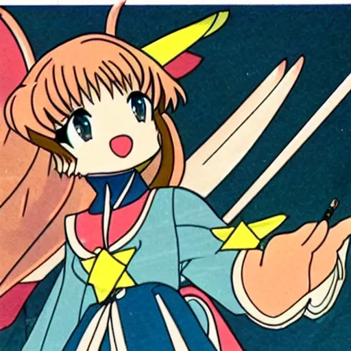 Prompt: Cardcaptor Sakura as a 1960s anime, cel animation