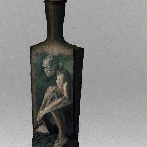 Image similar to a painting of a man with a bottle in his hand, an ultrafine detailed painting by Austin Osman Spare, featured on zbrush central, ashcan school, artstation hd, wiccan, daz3d