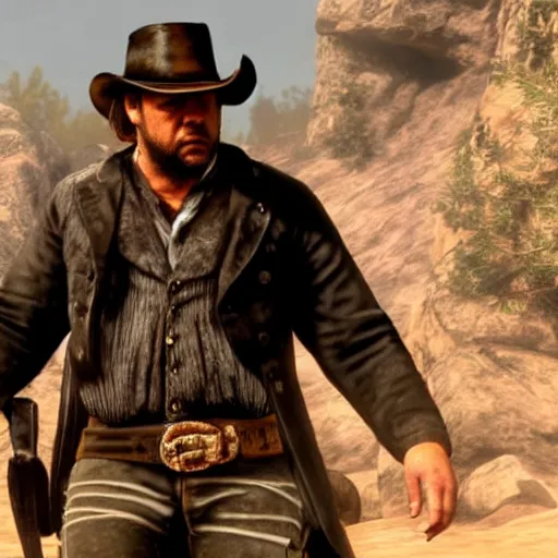 Image similar to Russell Crowe as a character in red dead redemption