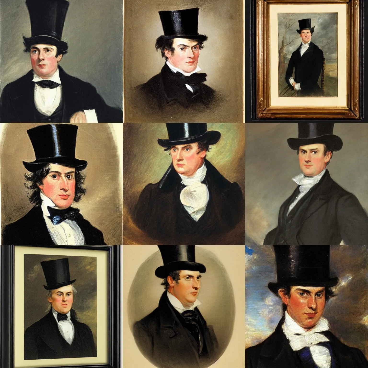 Prompt: Portrait of Malcolm Turnbull, wearing a top hat, by John Constable