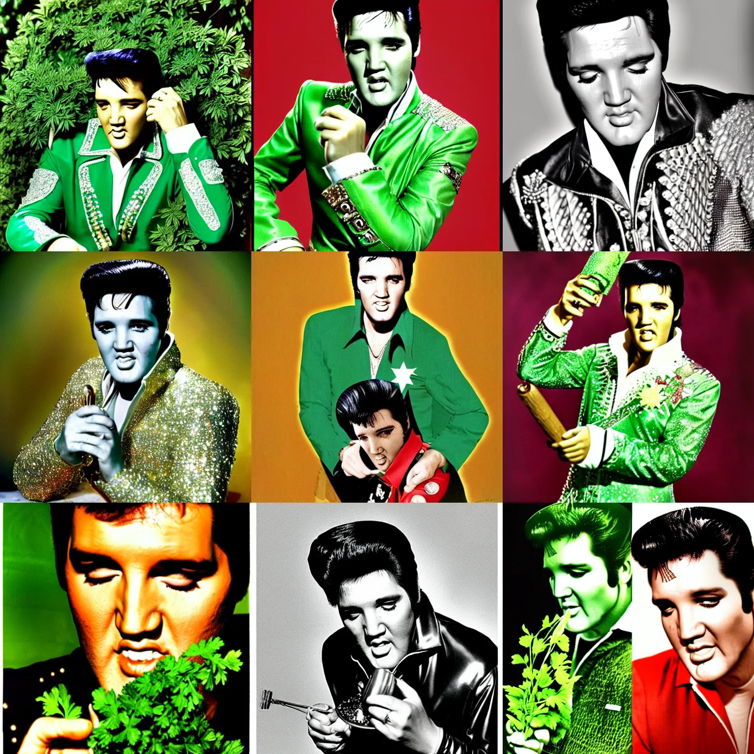 Prompt: elvis presley as parsley!!!!, herb, intricate detailed, color photo by terry oneill