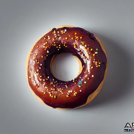 Prompt: Perfectly circular donut!!!!! in the style of an blackberry!!!!!!, trending on artstation, 4k, 8k, professional photography, overhead shot, 35mm lens