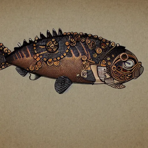 Image similar to steampunk koi fish, high details, 8k, sharp, illustration, behance