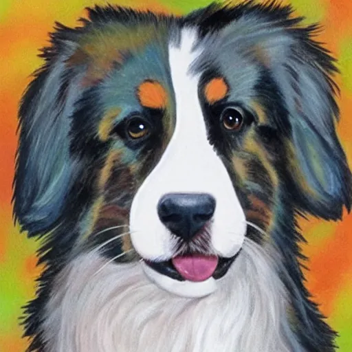 Image similar to australian shepard, in the style of neil gaiman