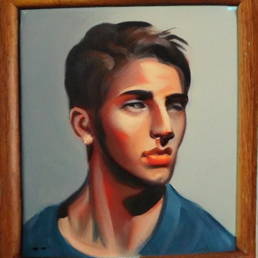 Image similar to handsome young man model limited palette painting