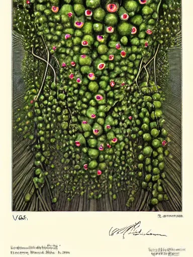 Image similar to The Hanging-Gardens of Pareidolia, ivy, (((((string-of-pearls))))), verbena and pothos growing facial features and optical-illusions!!!!!, aesthetic, by Johfra Bosschart in the style of Gerald Brom,