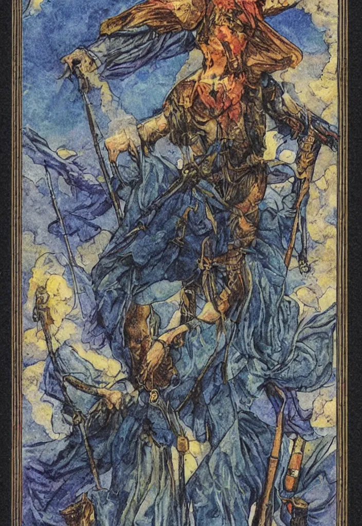 Image similar to Ian Goodfellow on a tarot card tarot major arcana