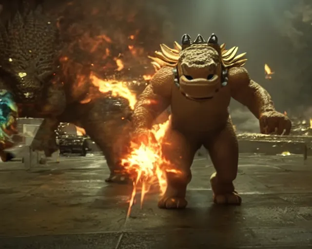Prompt: a still of King Koopa in avengers(2012), cinematic shot