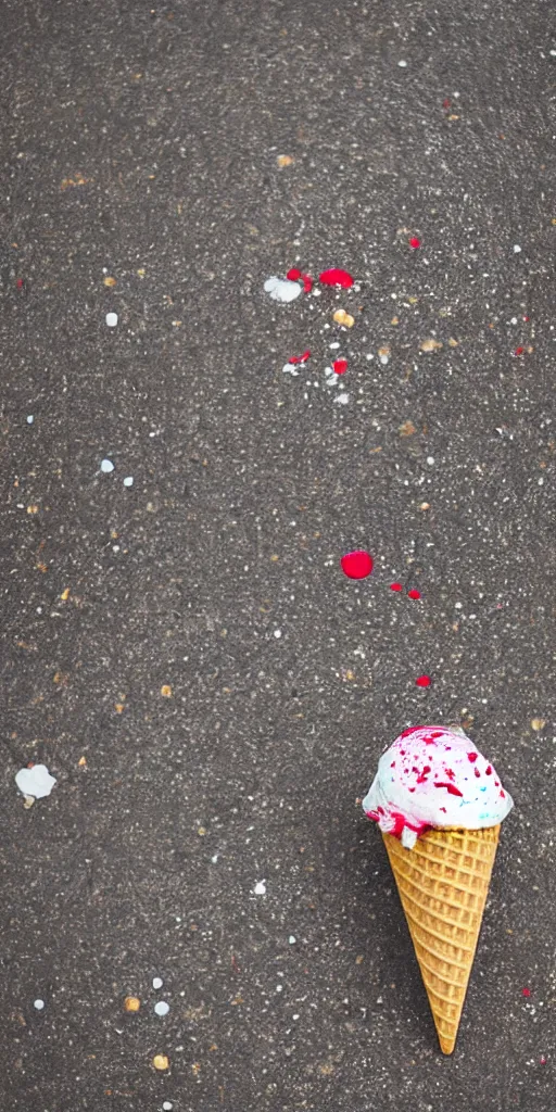 Image similar to ice cream cone splattered on a pavement in italy