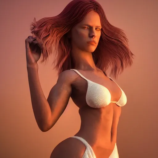 Prompt: full body pose, hyperrealistic photograph ofknitted bikini, dim volumetric lighting, 8 k, octane beautifully detailed render, extremely hyper detailed, intricate, epic composition, cinematic lighting, masterpiece, trending on artstation, very very detailed, stunning, hdr, smooth, sharp focus, high resolution, award, winning photo, dslr, 5 0 mm