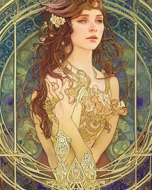 Image similar to a angle, highly detailed, very intricate, art nouveau, gold filigree, romantic storybook fantasy, soft cinematic lighting, award - winning, disney concept art watercolor illustration by mandy jurgens and alphonse mucha and alena aenami, pastel color palette, featured on artstation