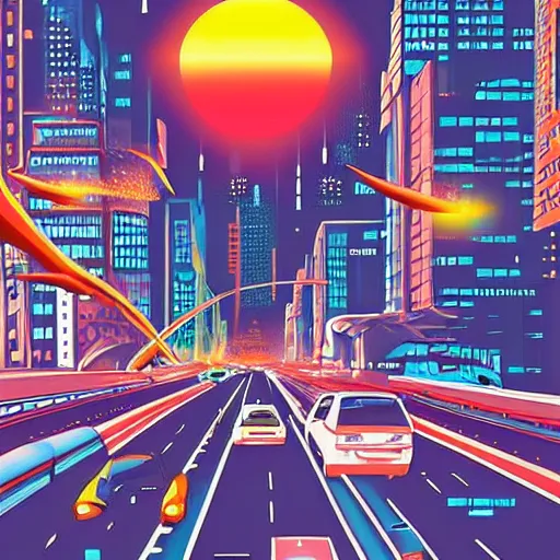 Prompt: Busy Manhattan traffic in the year 3000, style = retro-futurism, art-deco, flying cars, flying emergency vehicles, The Fifth Element movie, hyper detailed, Cyberpunk