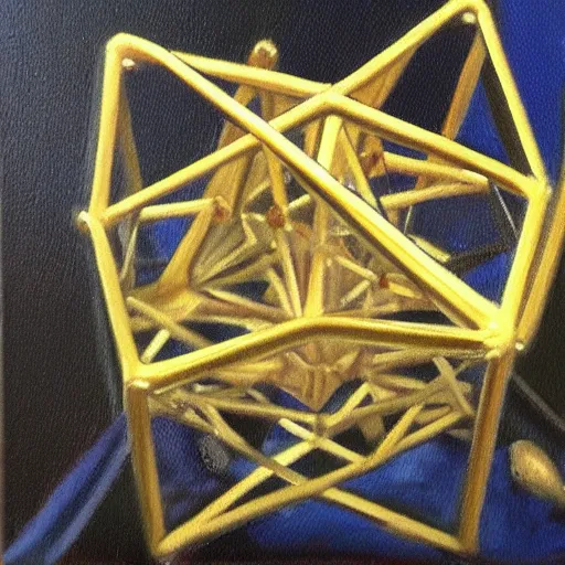 Prompt: a highly detailed and accurate oil painting of an icosahedron