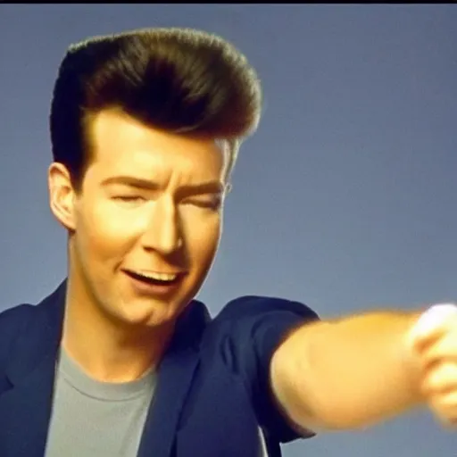 Prompt: rick roll, never gonna let you down, music video