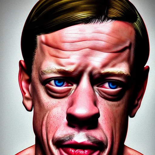 Image similar to the lovechild of john cena and steve buscemi, realistic, hyperrealistic, 8 k resolution, hd quality, very detailed, highly detailed, intricate details, real life, real world, trending on artstation, 7 0 s photo