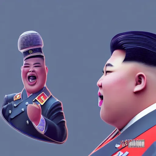 Image similar to screaming kim jong un as a member of bts band octane render