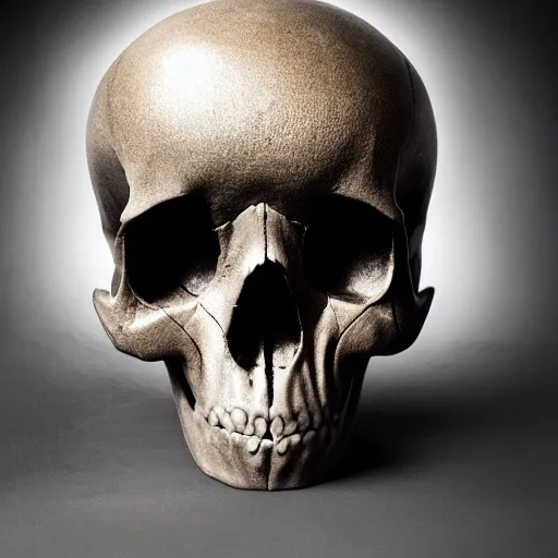 Image similar to A photo of a skull of an Alien, strange object, Alien skull, alien, professional photograph, studio lighting, highly detailed