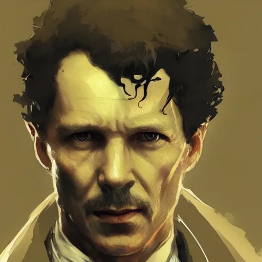Image similar to portrait of Sherlock Holmes, dramatic lighting, illustration by Greg rutkowski, yoji shinkawa, 4k, digital art, concept art, trending on artstation