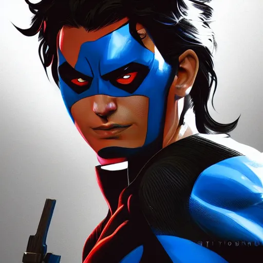 Prompt: Tom Holland is Nightwing, hyperdetailed, artstation, cgsociety, 8k