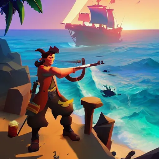 Image similar to painting treasure on sea of thieves game smooth median photoshop filter cutout vector, behance hd by jesper ejsing, by rhads, makoto shinkai and lois van baarle, ilya kuvshinov, rossdraws global illumination