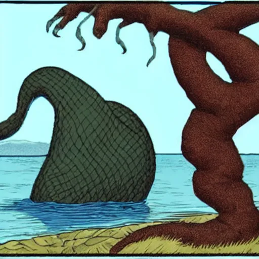 Prompt: loch ness monster asking for can a tree fiddy