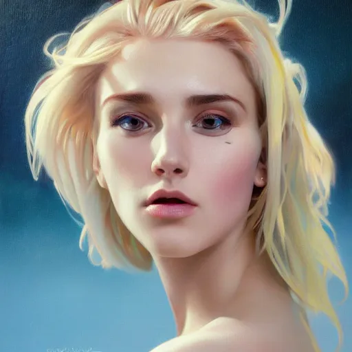 Image similar to hyperrealistic oil painting of electric hero, cute - fine - face, pretty face, oil slick hair, realistic shaded perfect face, extremely fine details, realistic shaded lighting, dynamic background, artgerm, 8 k ultra realistic, highly detailed, art by christopher balaskas, alphonse mucha, craig millions ultra detailed