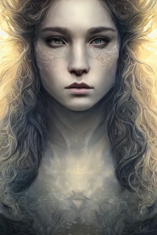 Image similar to majestic and regal portrait of a beautiful young female cat girl!!, intricate, epic, elegant, menacing, fantasy, highly detailed, digital painting, hard focus, beautiful volumetric lighting, epic light, ultra detailed, souls, smoke, by leesha hannigan, ross tran, thierry doizon, kai carpenter, ignacio fernandez rios